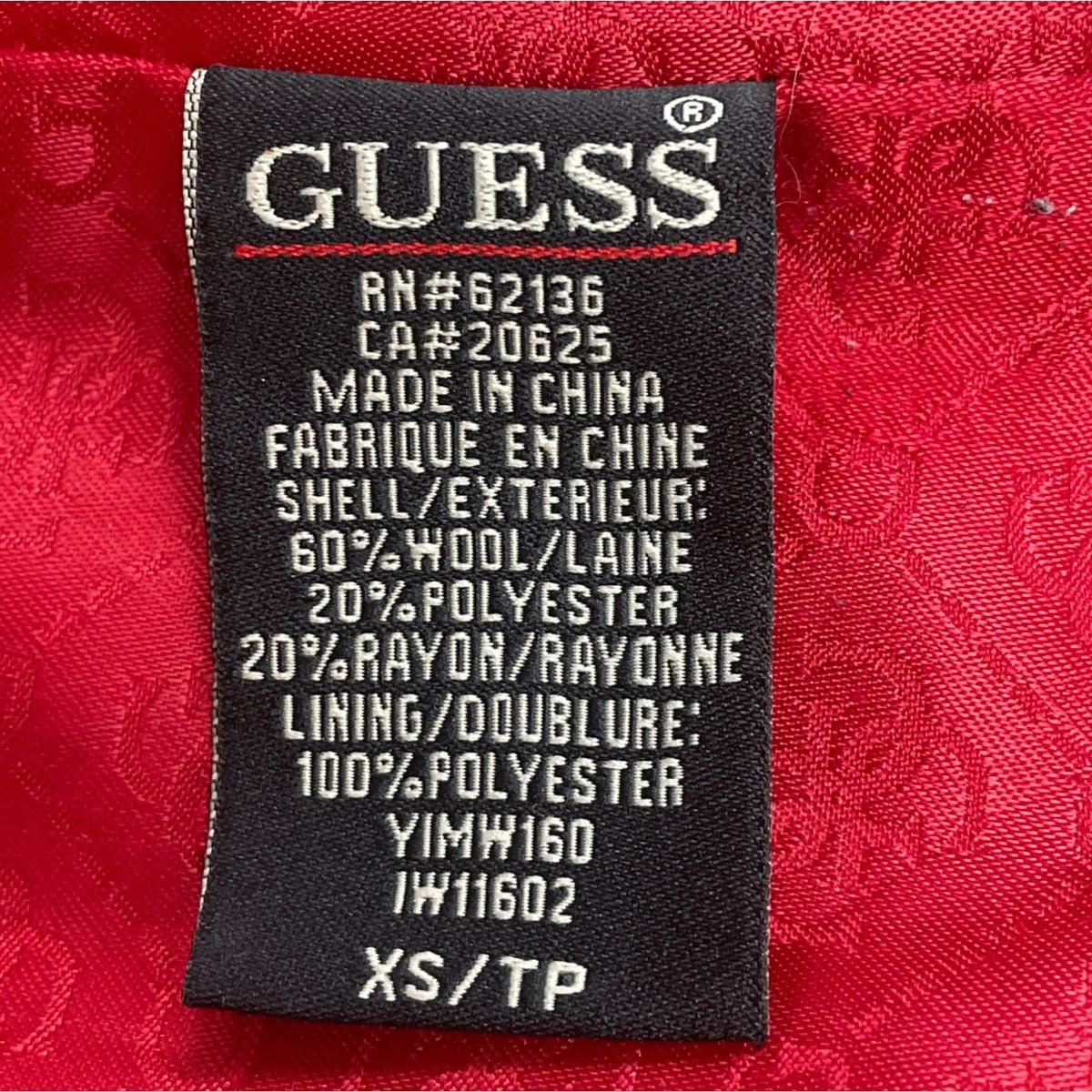 Guess Jeans Womens Red Hooded Peacoat Jacket With Button Accents & Pockets Sz XS