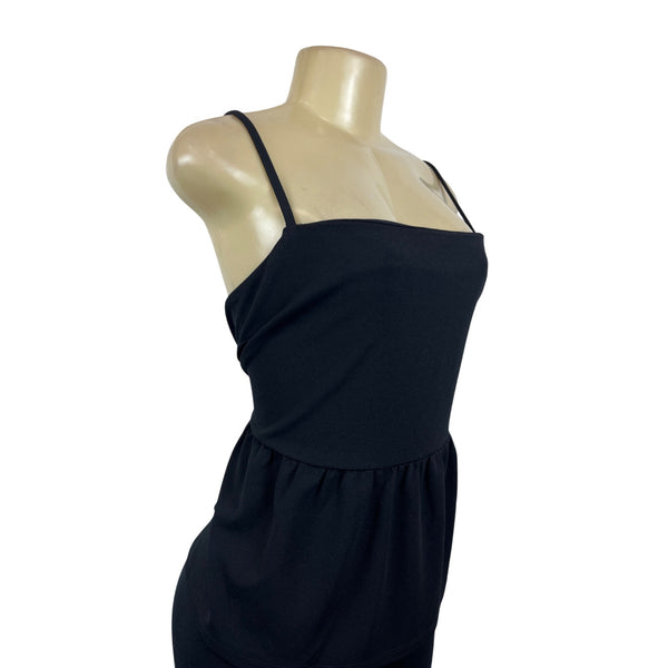 Ann Taylor Womens Black Spaghetti Strap Peplum Top Sz XL