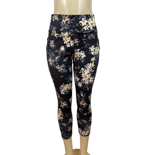 FLX Womens Black Ascent High-Rise Leggings With Floral Print Sz L - New