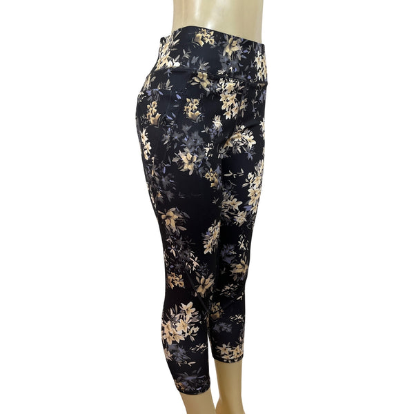 FLX Womens Black Ascent High-Rise Leggings With Floral Print Sz L - New