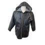 Fitigueso Men's Black Leather Hoodie With Washed Seam Size M