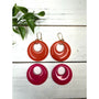 Vintage 1980 Plastic Circular Drop Red Earrings - 2 Set