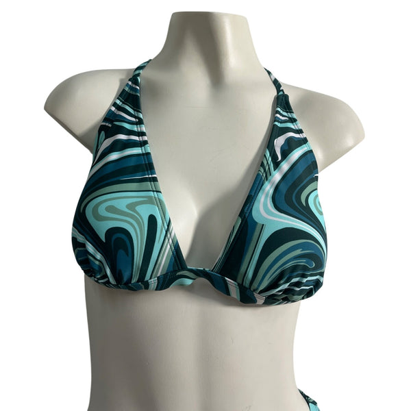 Xhilaration Womens Halter Marble Print Bikini Set Swimsuit Size M- NEW