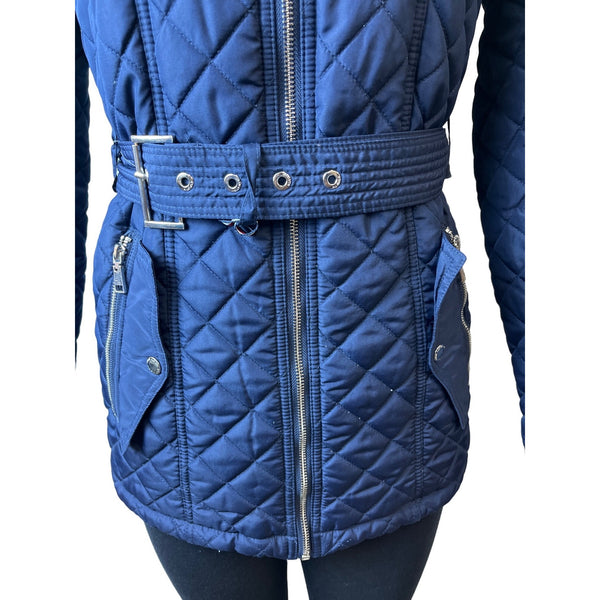 Tommy Hilfiger Women's Navy Blue Quilted Hooded Winter Coat Sz XS