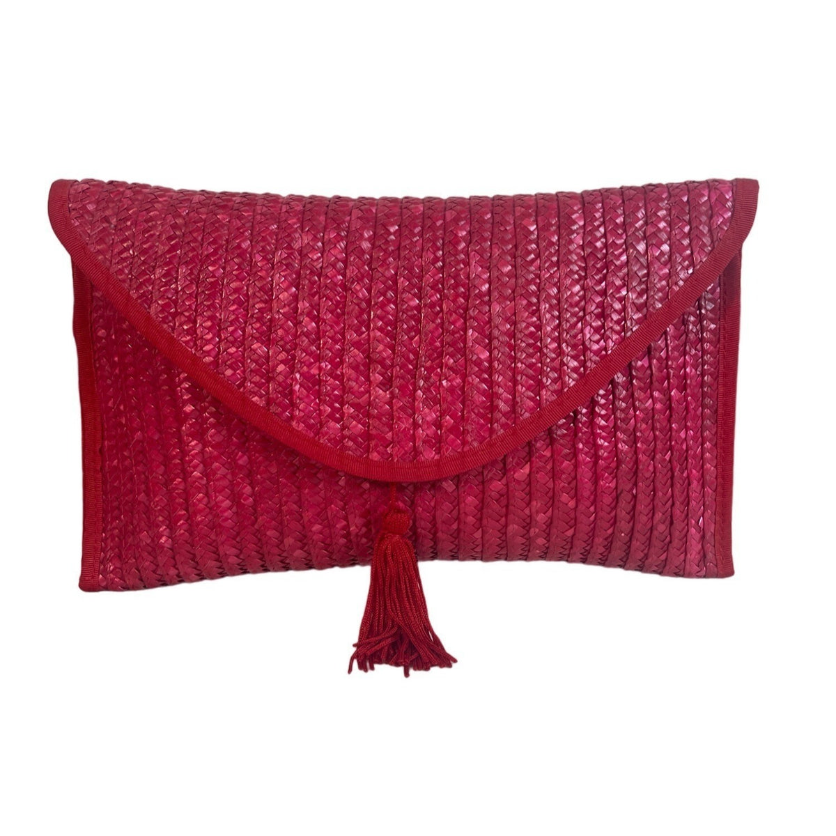 Bright Ideas Women's Cheery Red Woven Evening Tassel Clutch Sz S