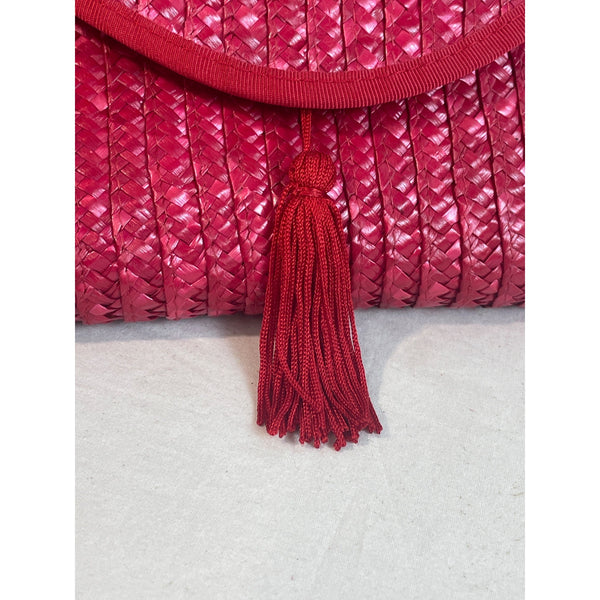 Bright Ideas Women's Cheery Red Woven Evening Tassel Clutch Sz S