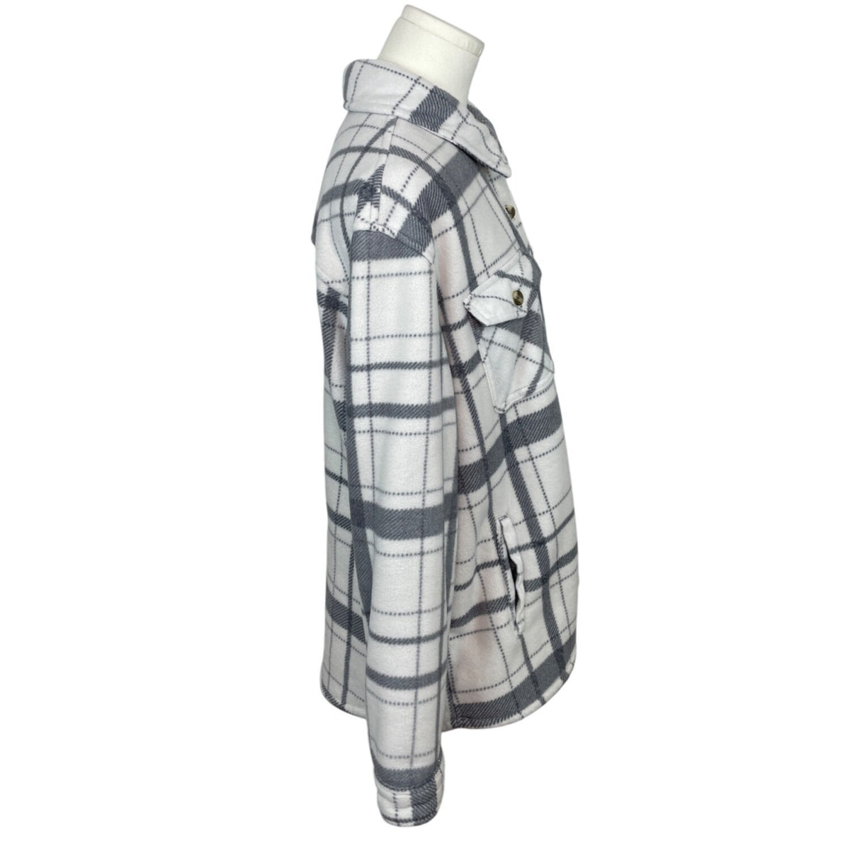 Sage Collective White And Grey Plaid Sherpa Lined Button-Up Jacket Sz XL