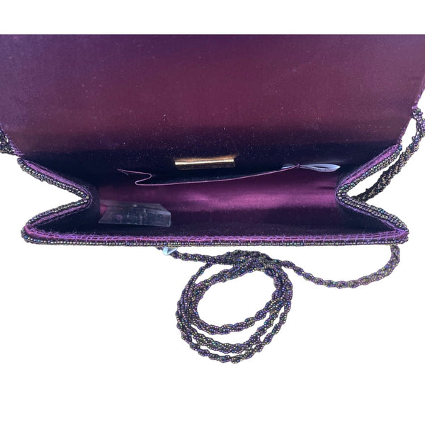 Vintage La Regale Dark Purple  Handmade Sequined Beaded Purse Chain Strap