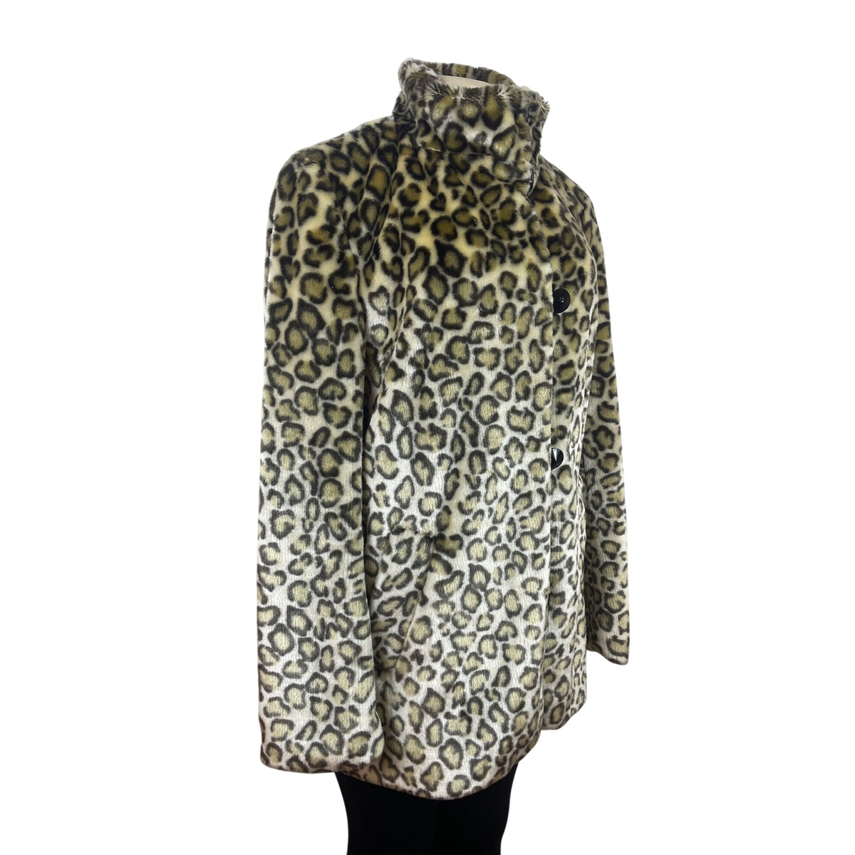 Marc Jacobs Leopard Print Womens Fur Coat With Black Buttons Sz M