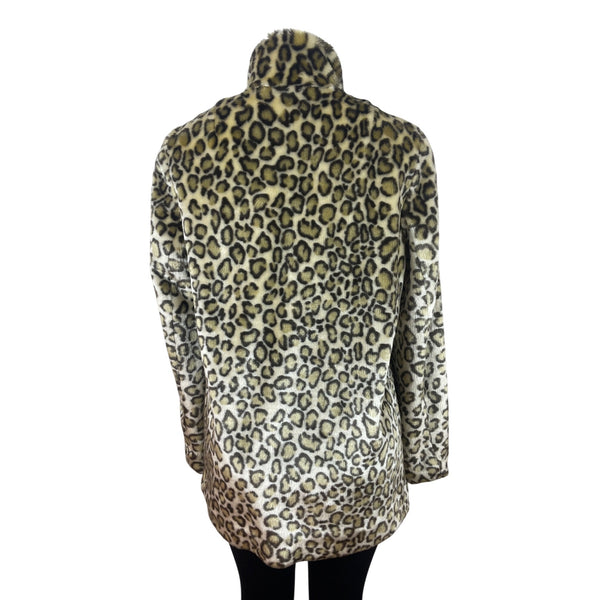 Marc Jacobs Leopard Print Womens Fur Coat With Black Buttons Sz M