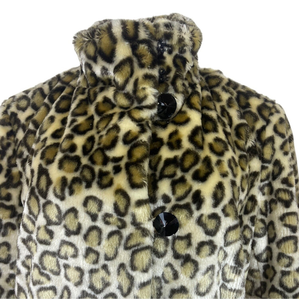 Marc Jacobs Leopard Print Womens Fur Coat With Black Buttons Sz M