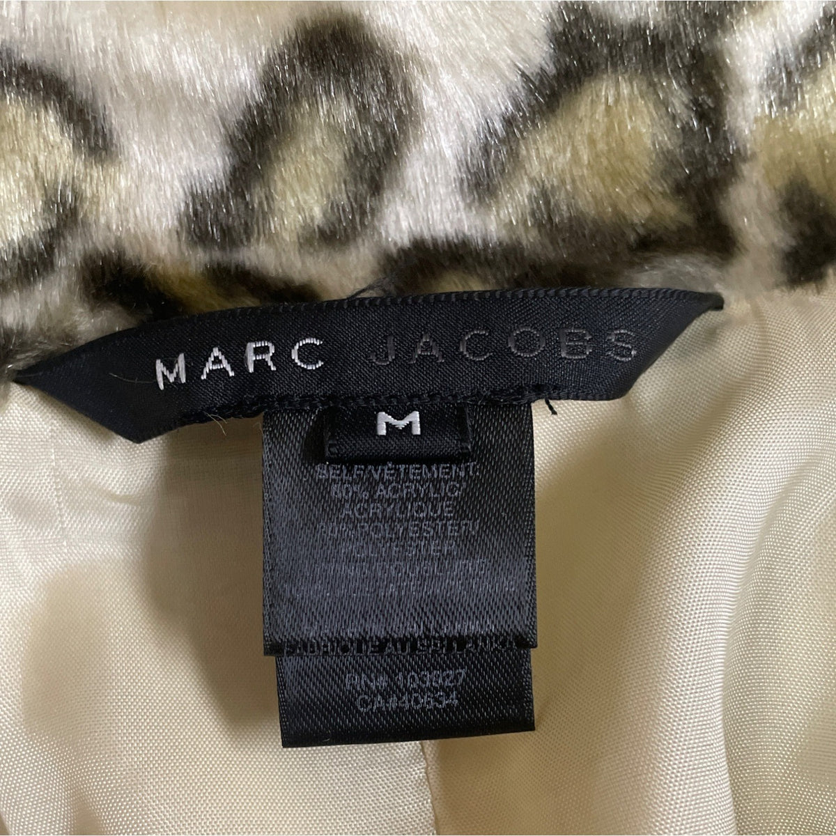 Marc Jacobs Leopard Print Womens Fur Coat With Black Buttons Sz M