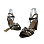 Crevo Women’s Black Spotted Leather Cow Hair Katnis Heeled Sandals Sz 7.5 - New