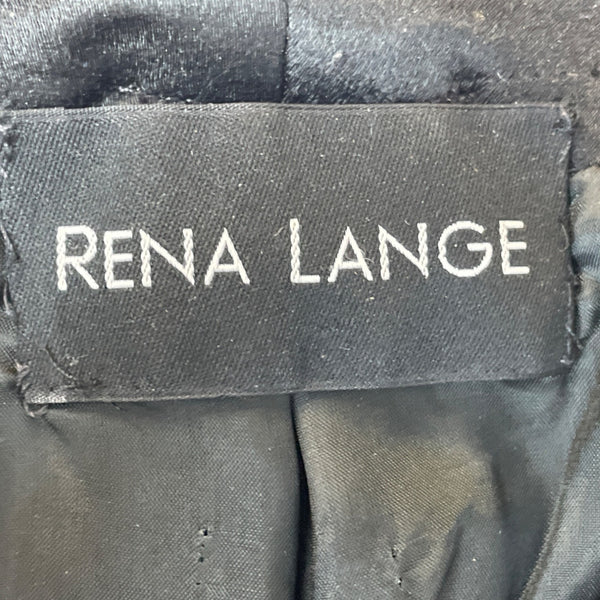 Rena Lange Black Wool Alpaca Blend Sz 42 Button-Up Collarless Blazer Jacket