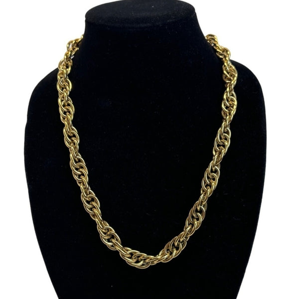 German Twisted  Women's Gold Tone Rope Chain Necklace - 23in