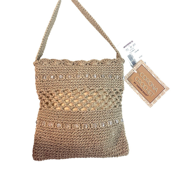 Tandem Bags Women's Brown Corona Crochet Crossbody Bag Sz S