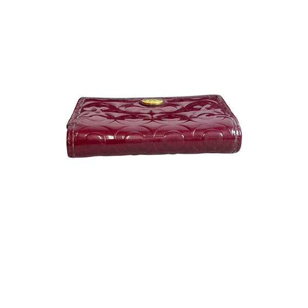 Coach Women's Burgundy Peyton Op Art Embossed Glossy Leather Wallet Sz M