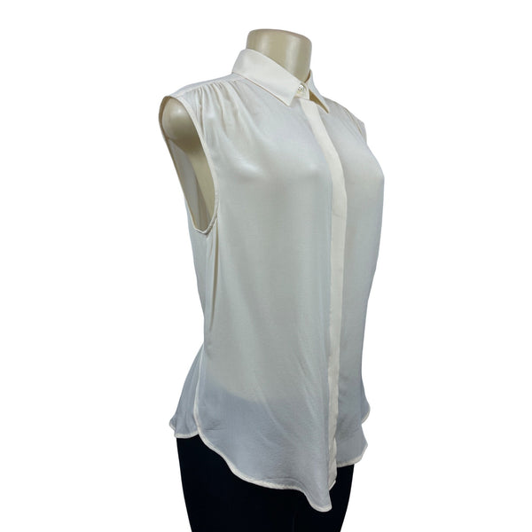 Armani Collezioni Women’s White Sleeveless Button Up Shirt Sz S