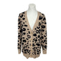 Daily Ritual Womens Leopard Print Cardigan Sweater M Beige & Black Sz M