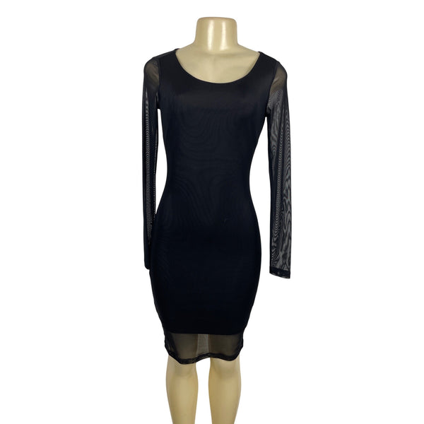 Philosophy Black Sheer Long Sleeve Bodycon Dress Size XS