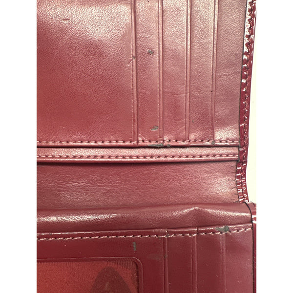 Coach Women's Burgundy Peyton Op Art Embossed Glossy Leather Wallet Sz M