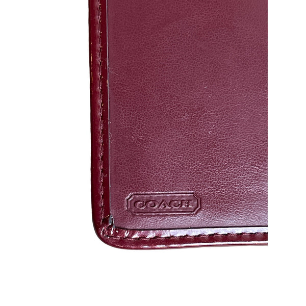 Coach Women's Burgundy Peyton Op Art Embossed Glossy Leather Wallet Sz M