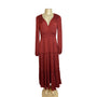 Anthropologie Women's Rust Red Long Sleeve Tiered Maxi Dress Size S