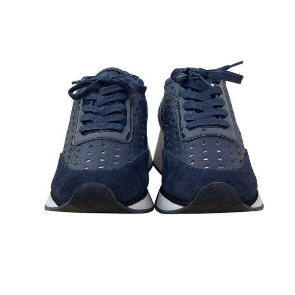 Donald Pliner Women’s Navy Blue Perforated Leather Lace Up Wedge Sneakers Size 11M