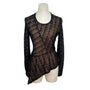 Bcbg Maxazria Womens Black Lace Asymmetrical Long Sleeve Top Sz S