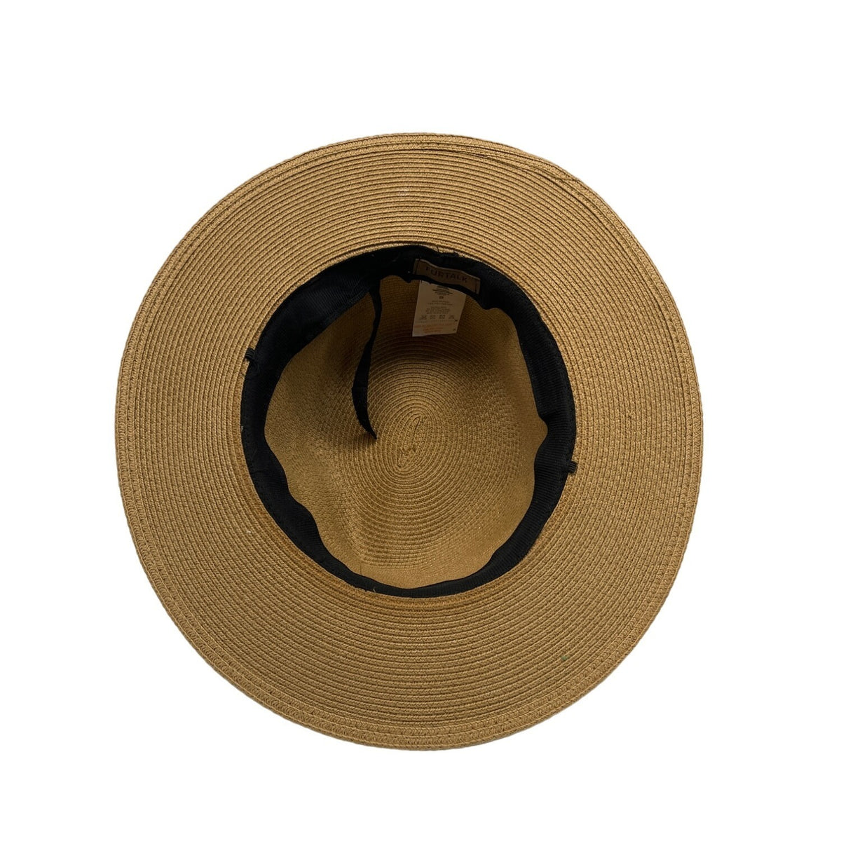 Furtalk Wide Brim Straw Sun Hat With Black Ribbon Band Sz L