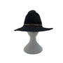 Eddy Bros Black Wool Wide Brim Fedora Hat With Brown Leather Band