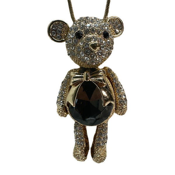 Women's Gold Tone Necklace Teddy Bear Pendant - 30in