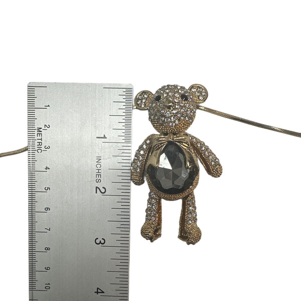 Women's Gold Tone Necklace Teddy Bear Pendant - 30in