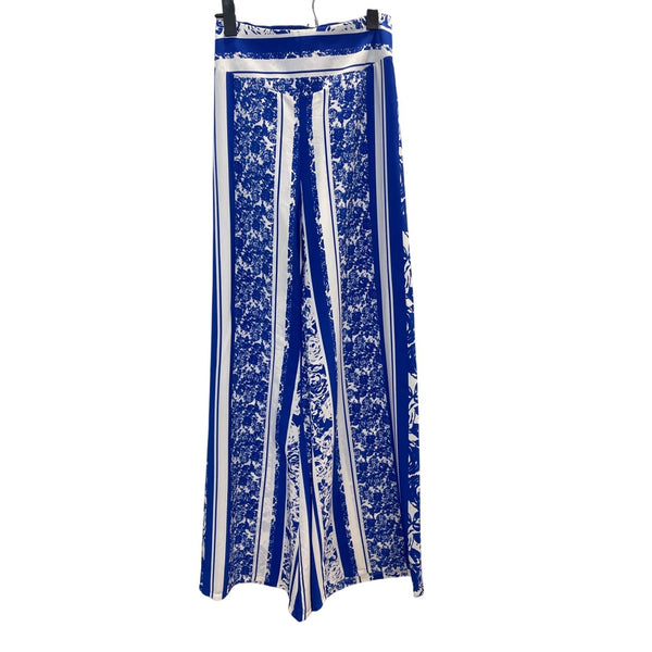 Arden B Blue & White Striped & Floral Wide-Leg Pants Szize XS - New