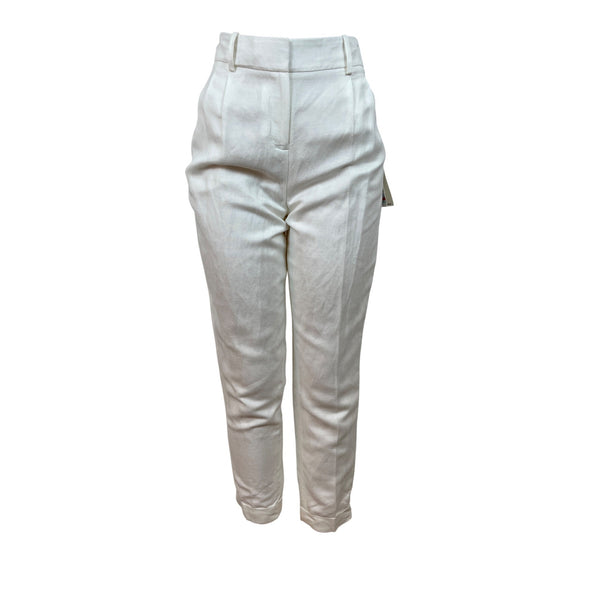 Calvin Klein Womens High-Rise White Trousers With Straight Fit Size 6 - New