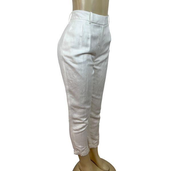 Calvin Klein Womens High-Rise White Trousers With Straight Fit Size 6 - New