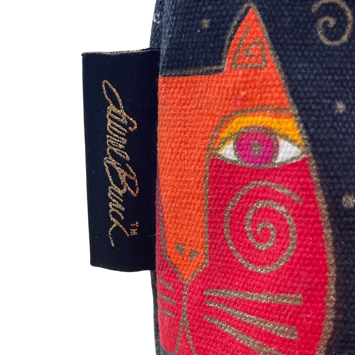 Vintage Laurel Burch Signature Cat Print Detachable Strap Shoulder Bag Sz M