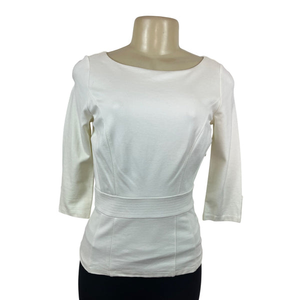 White House Black Market Womens 3/4 Sleeve Fitted Top With Button Accents Size 0