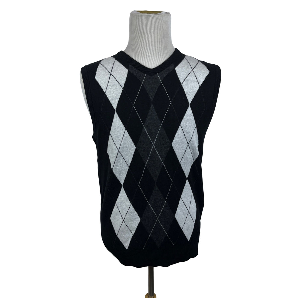 Method Black & White Men's V-Neck Argyle Sweater Vest Sz L- New