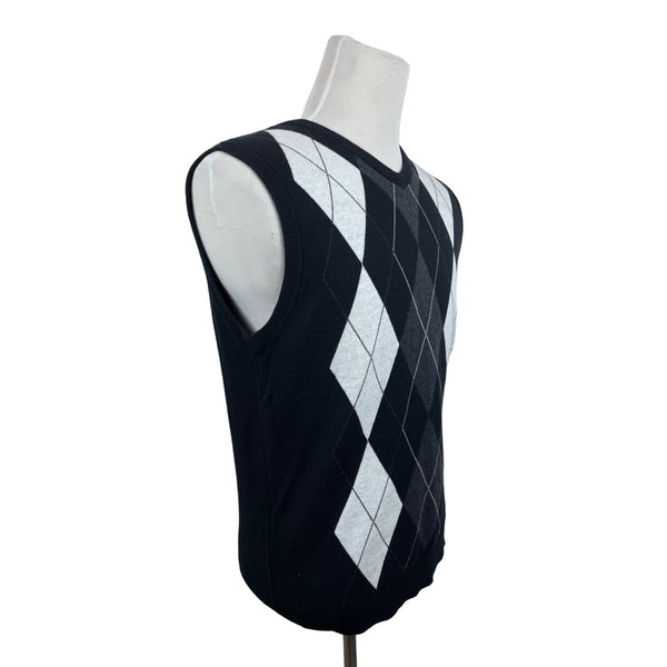 Method Black & White Men's V-Neck Argyle Sweater Vest Sz L- New