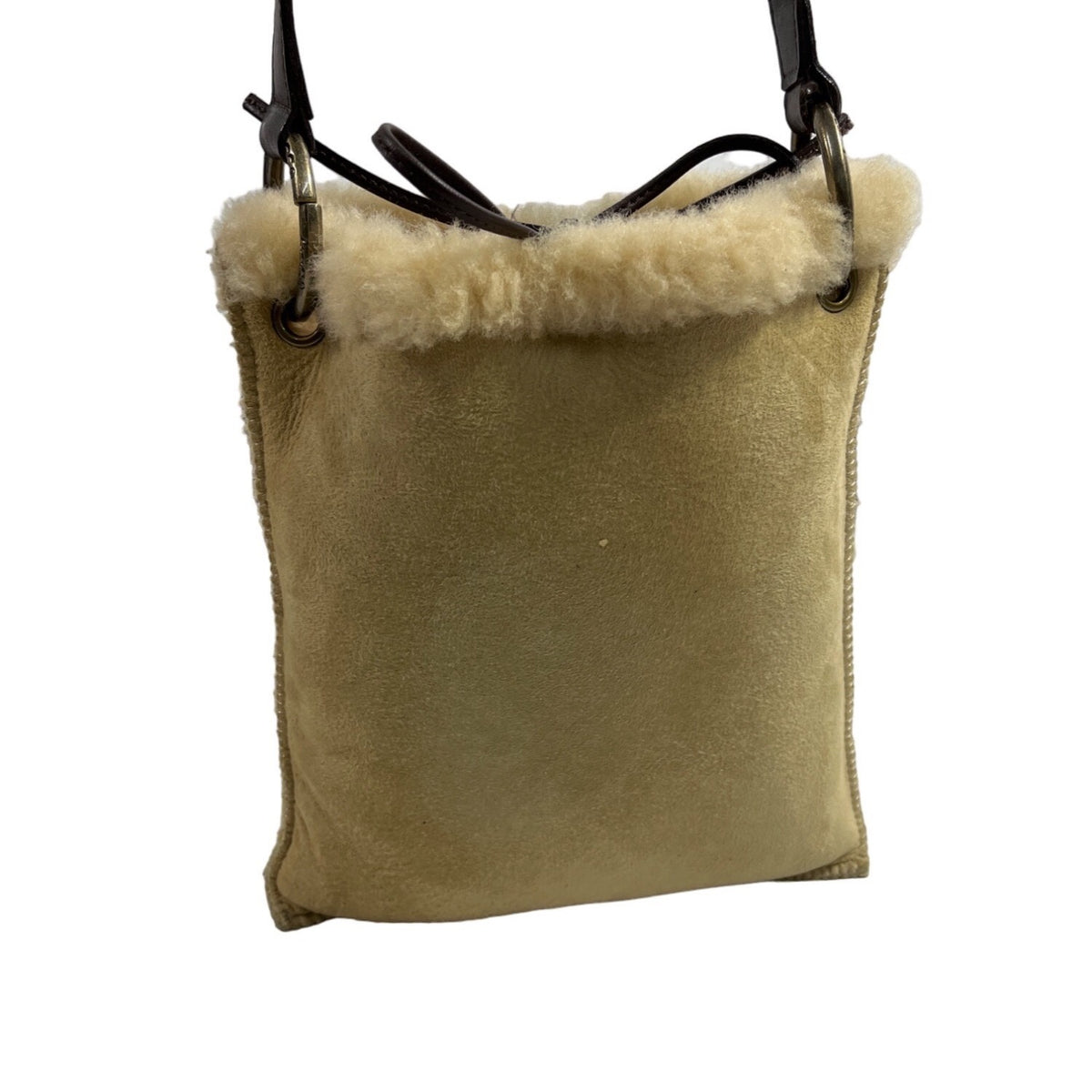 UGG Aus Women's Brown And Beige Suede Leather & Sheepskin Crossbody Bag