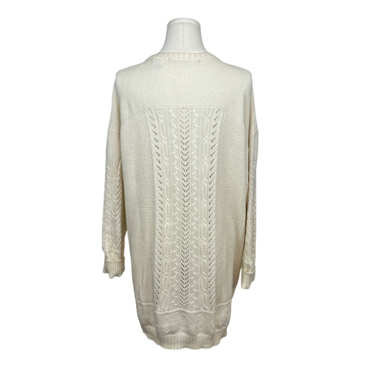 Bern Conrad Cream Cable Knit Cardigan With Pockets & Button Closure Sz M