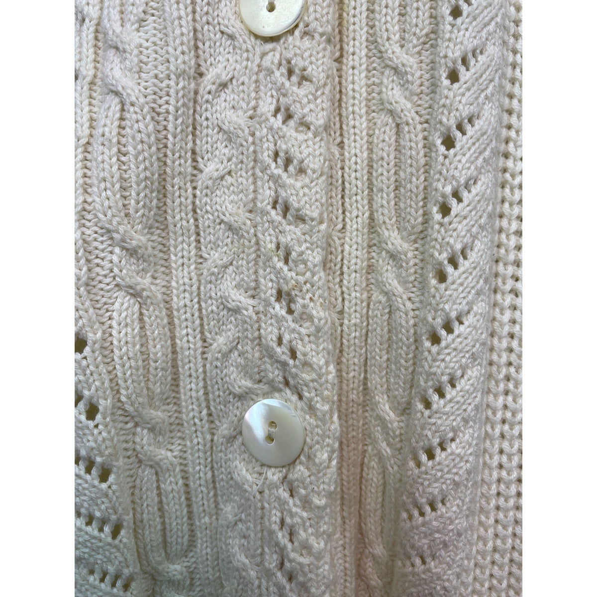 Bern Conrad Cream Cable Knit Cardigan With Pockets & Button Closure Sz M