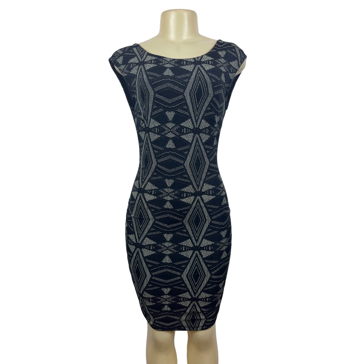 Printed Bodycon Women’s Black Dress Sz S