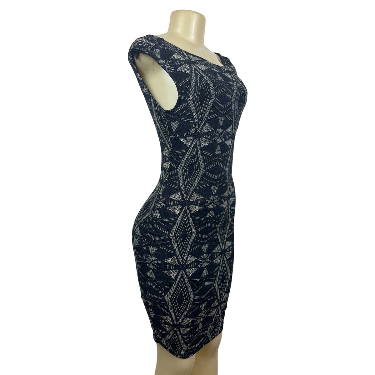 Printed Bodycon Women’s Black Dress Sz S