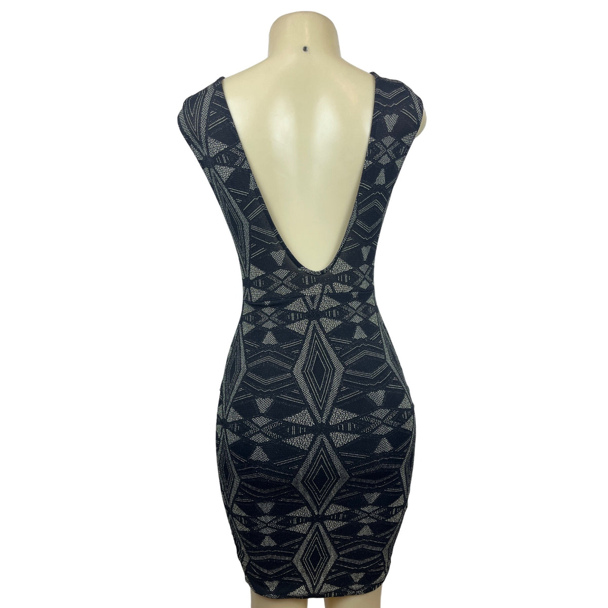 Printed Bodycon Women’s Black Dress Sz S