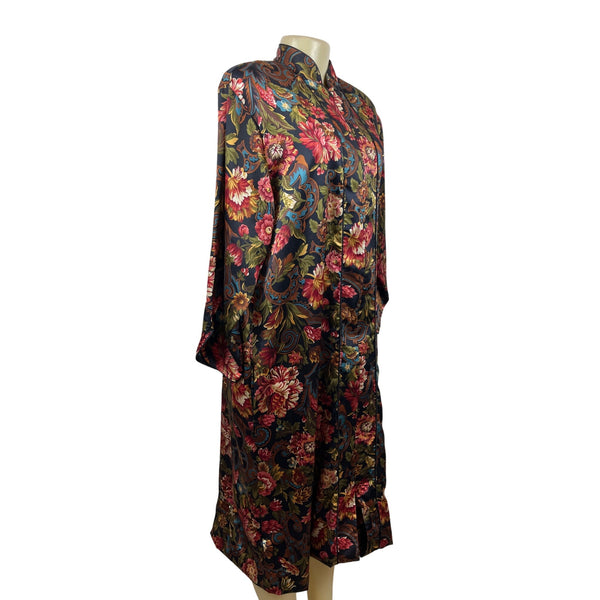 Vintage Valentino Intimo Women"s Floral Zip Up Robe Dress Sz XL