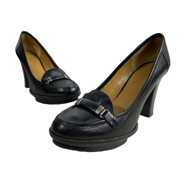 Nine West Women's Black Leather Nwtayia Penny Loafers Sz 9M