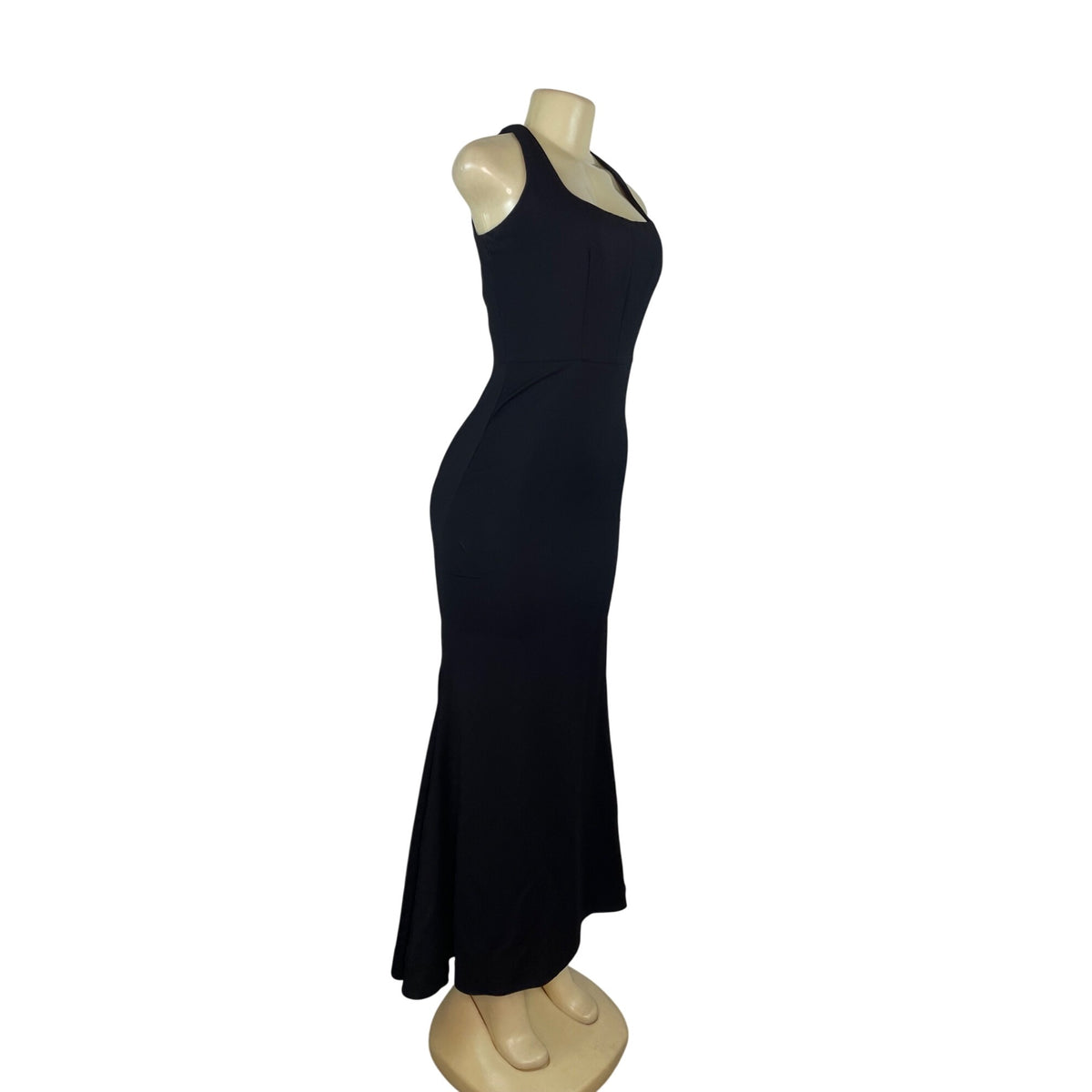 Hayley Paige Black Halter Neck Sleeveless Evening Gown With Back Tie