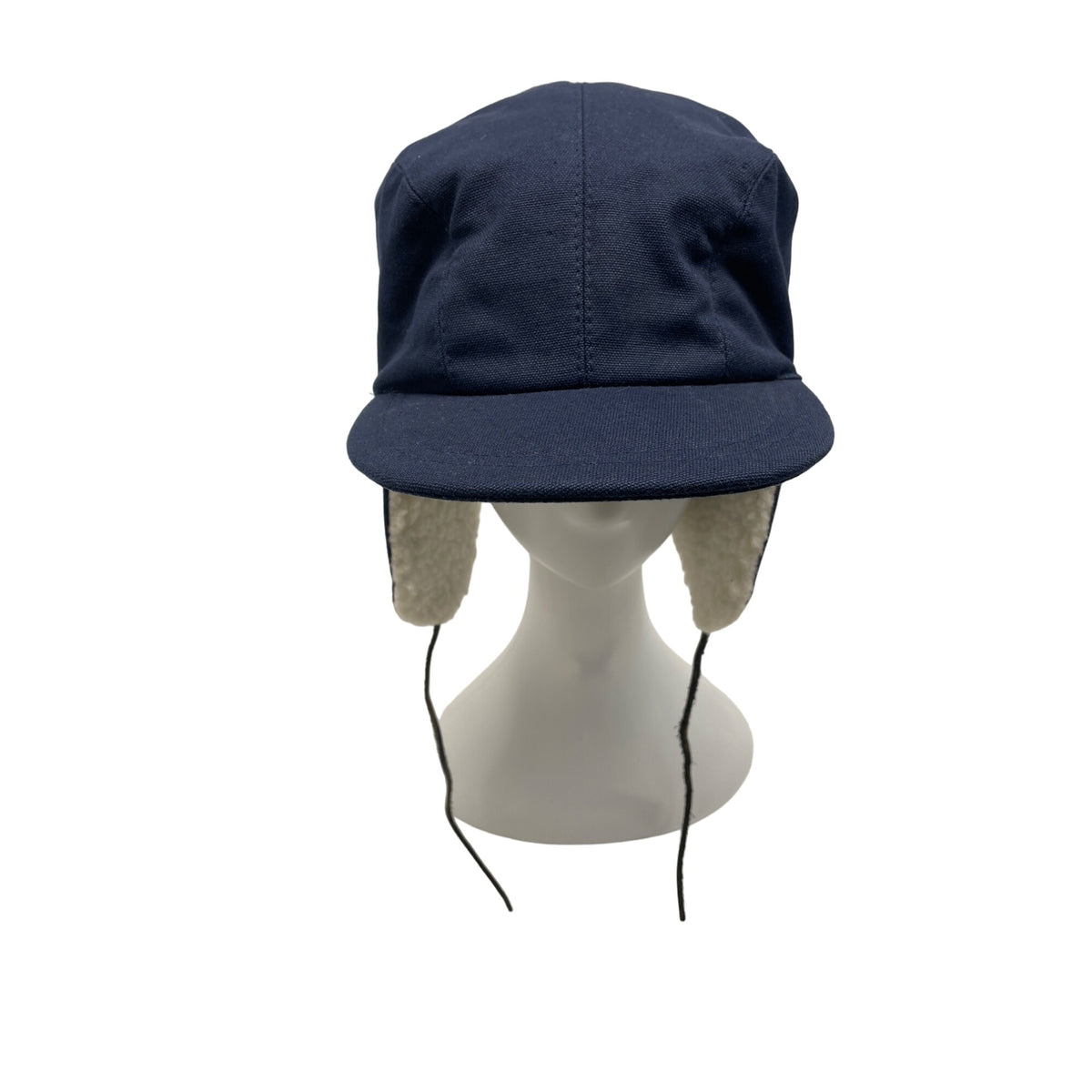 Fits. Unisex Navy Blue Cotton & Polyester Winter Hat With Ear Flaps